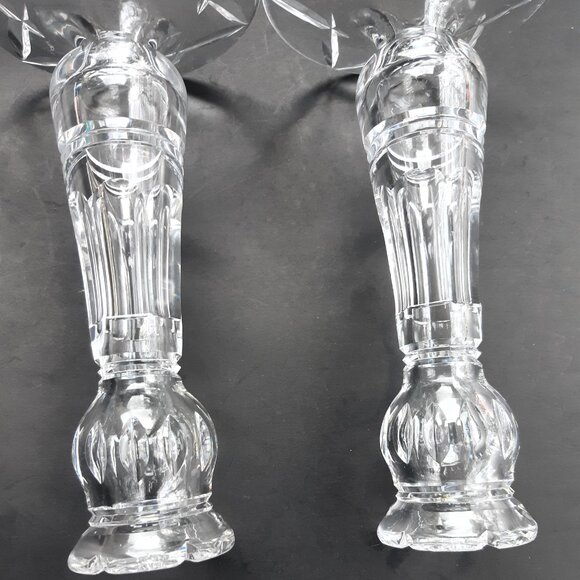 Early Stuart Waterford England Crystal Hand Cut Candleholders Pair England 1930s - Picture 10 of 14
